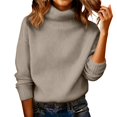 thumbnail image 1 of Comdrip Chandails Confortables pour Femmes Chandails Surdimensionnés Confortables Tricotés Col Rond Automne Chandail Tendance Tenues Automne Chandail Col Roulé Femmes, Beige 3TG, 1 of 5