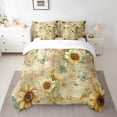 thumbnail image 2 of Feelyou Vibrant Gold Sunflower Bedding Comforter Set 7pcs, Retro Fashion Newspaper Queen Bedding Sets, Rustic Farmhouse Reversible Queen Sheet Sets, Lightweight Room Decor, 2 of 7