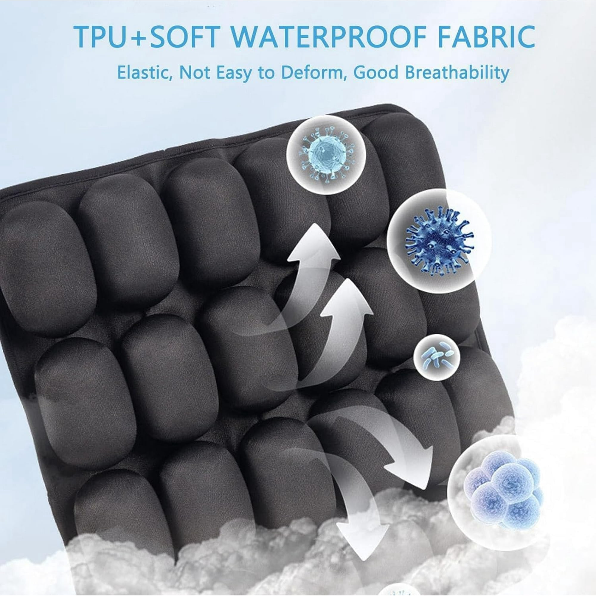 Sondur Travel Cushion - 2025 New Inflatable Seat Cushion, 3D Air Cell Seat Cushion, Comfortable Travel Air Seat Cushion for Car Seat, Office Chair, Wheelchair, Bed Sore & Tailbone Pain Relief (Gray)