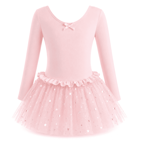 Dancina Girls Long Sleeve Leotard Sparkle Tutu Dress - Soft & Stretchy Ballerina Outfit for Ballet Class, Dance Recitals & Dress-up