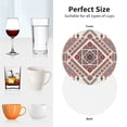 thumbnail image 6 of Honeii Fashion Tatreez2 Print Leather Coaster Set of 4, Ideal for Safeguarding Your Furniture from Drinks Spills and Effortless Cleanup-Round Shape, 6 of 6
