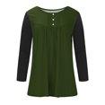 thumbnail image 3 of Flowy Tunic Tops Women Dressy Casual Henley Neck Long Sleeve Pleated Tee Shirts Fall Spring Winter Basic T-shirt (X-Large, Army Green 01), 3 of 4