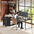 thumbnail image 2 of 61" L Shaped Desk with Power Outlets and USB-C Port, Reversible Computer Corner Office Desk with 4 Fabric Drawers and 2 Height-Adjustable Shelves, Large for Gaming Writing Study, Rustic Brown, 2 of 10