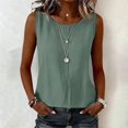 thumbnail image 4 of beishanbush Summer Sales Saving $10 Spring Casual Sleeveless Shirts Blouses Clothing Women's Cotton Linen Tank Top,Crewneck Sleeveless Pleats Lightweight Casual Comfy Summer Under $10, 4 of 7