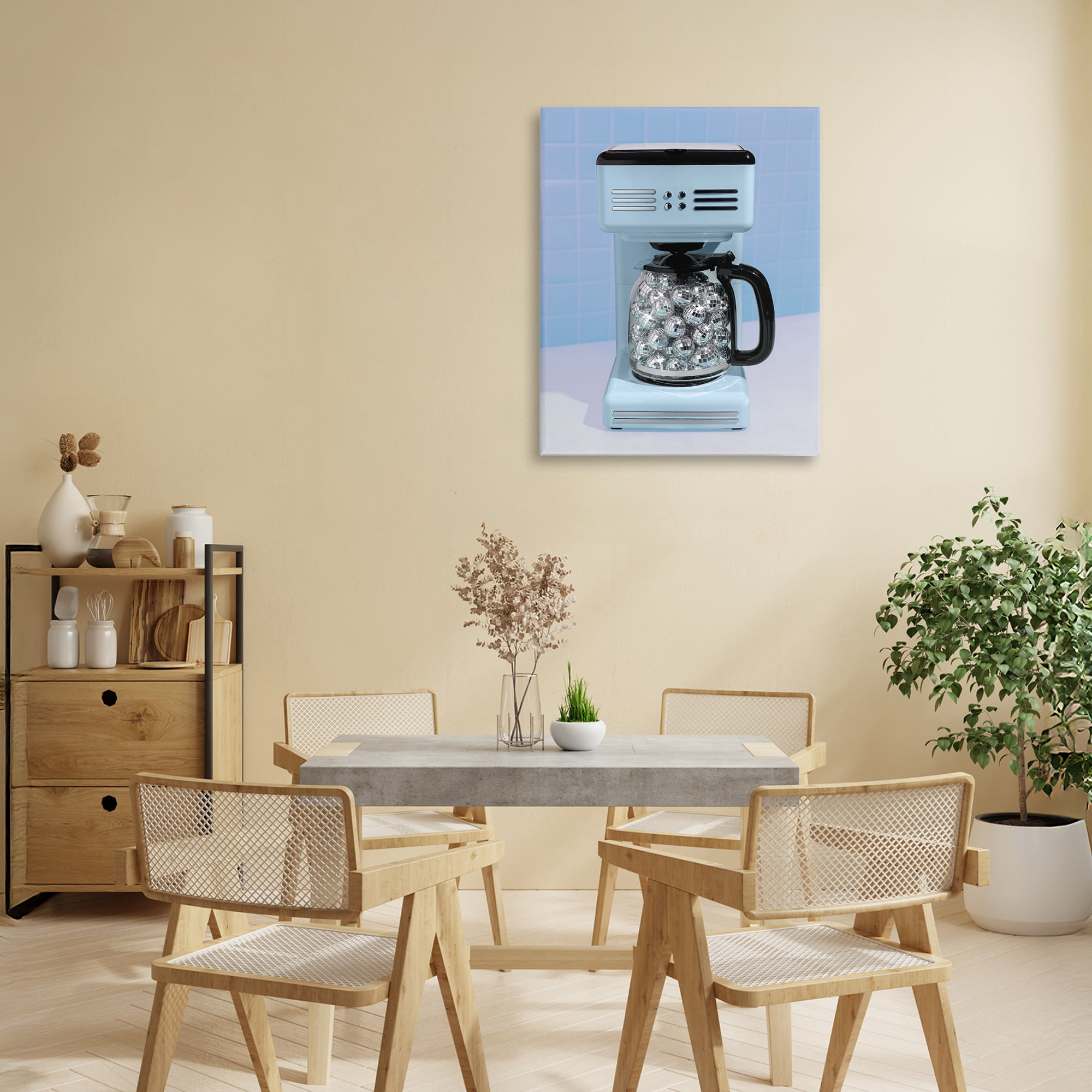 Stupell Industries Disco Coffee Maker over Blue Canvas Wall Art, design by LISH Creative