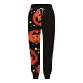thumbnail image 4 of CONZONE Halloween Casual Pants for Women Baggy Elastic Waist Drawstring Joggers for Women Hallowmas Printed Wide Leg Trousers with Pockets, 4 of 5