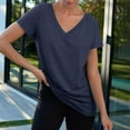 thumbnail image 4 of Womens T Shirts Summer Tops 2025 Solid Color Short Sleeve V-Neck Lightweight Loose Tees Tshirts Shirts for Women, 4 of 6