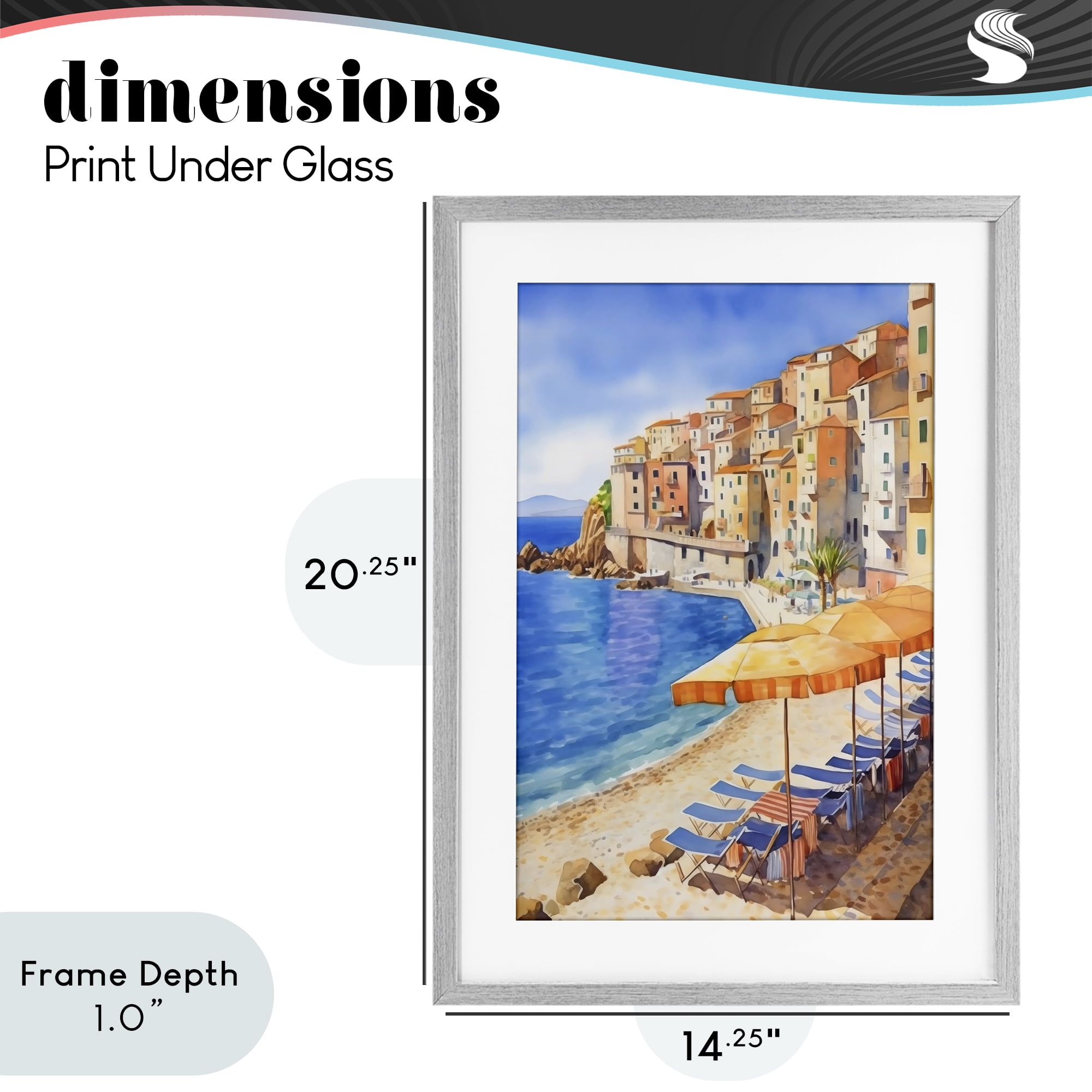 Stupell Industries Beach Lounging on Mediterranean Shore Gray Framed Print Under Glass, design by Creative Studio