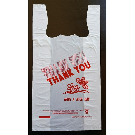 Plastic Bag White 18" x 8" x 27" - Jumbo - (Pack of 400) With Print: THANK YOU (T-shirt Bag, Grocery Bag, Shopping bag, Reusable and Disposable Bag, Supermarket Bag) by Sponix BioRx