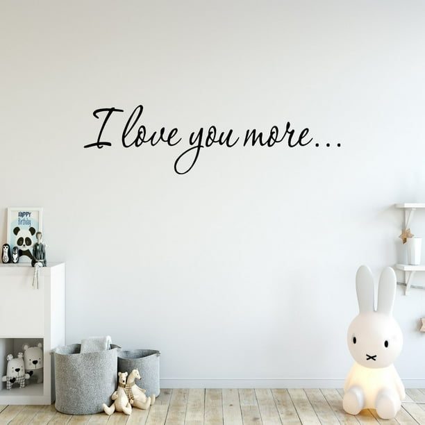 VWAQ I Love You More Decal Wall Quote Love Wall Art Decor Stickers