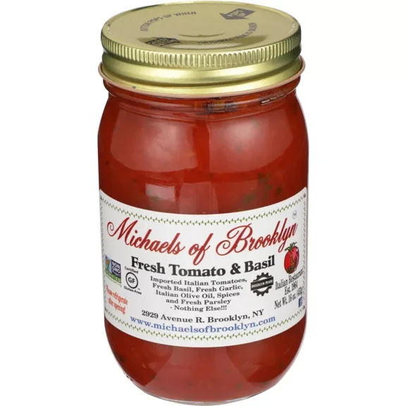 Pack of 6, Michaels Of Brooklyn Fresh Tomato & Basil Sauce, 16 oz