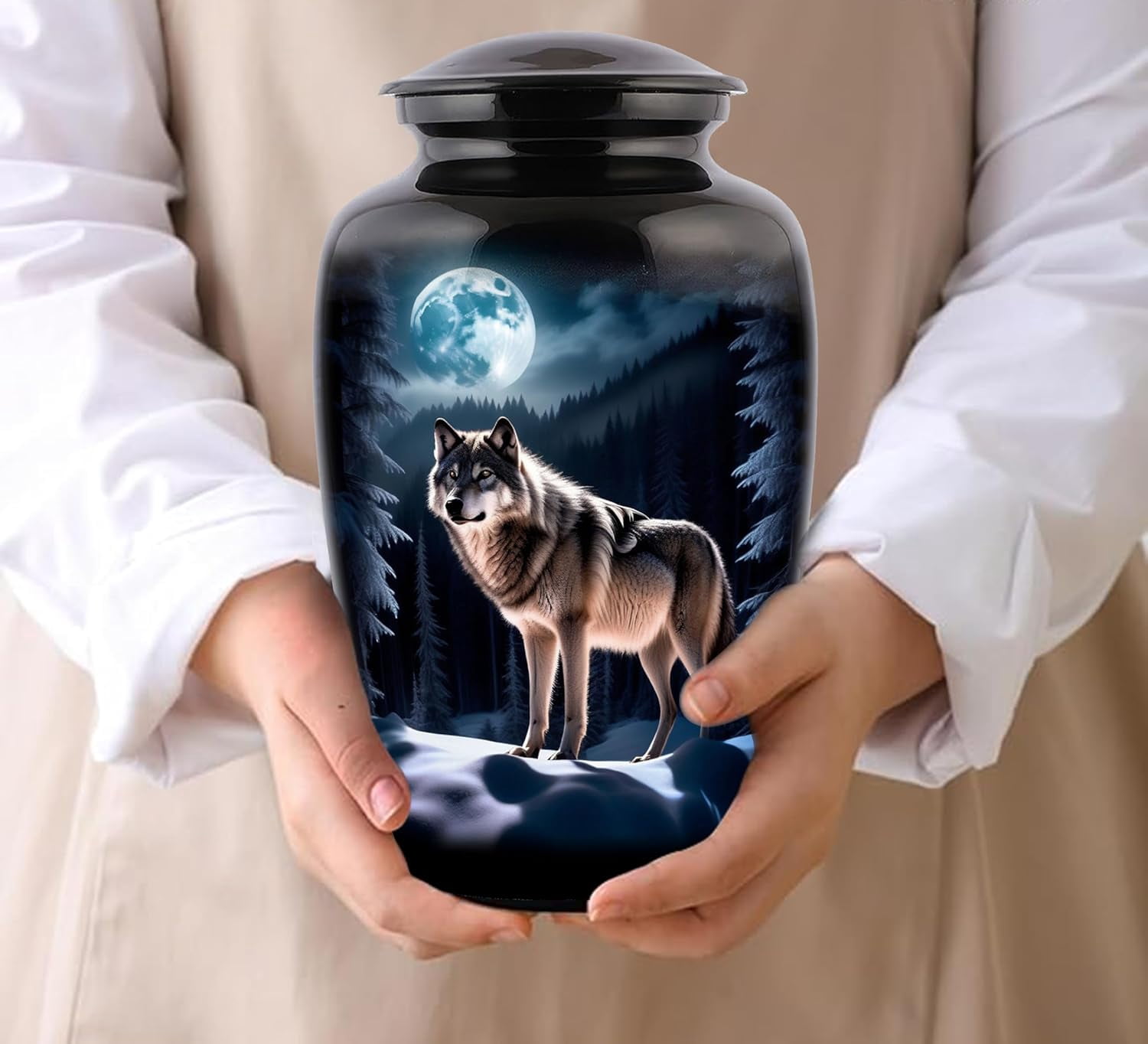 Wolf urn, Wolf Night urn  Forever Adult Cremation Urns for Ashes- Adult Classic Wolves Pictured Cremation Urn for Human Ashes,