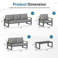 thumbnail image 4 of Aluminum Outdoor Patio Furniture Set with Height-adjustable Footrest for Lawn Porches Patio, 7-Seats All-weather Patio Sofa Sets with Coffee Table, Modern Outdoor Patio Conversation set, Grey, 4 of 9