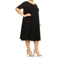 thumbnail image 4 of MOA COLLECTION Women's Plus Oversize Solid Casual Loose Fit Short Sleeve Jersey Knit A-Line Midi Dress, 4 of 5