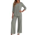 thumbnail image 5 of Two Piece Sets for Women 3/4 Length Sleeve Lounge Sets Summer Spring Vacation Travel Outfits Fashion Clothing Light Gray 2XL, 5 of 6