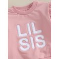 thumbnail image 6 of FEORJGP Infant Baby Girl 2Pcs Autumn Clothes Newborn Ruffled Long Sleeve Pullover Fuzzy Letter Embroidery Jumper Crew Neck Sweatshirt Tops and Drawstring Sweatpants Solid Color Pants Outfit, 6 of 9
