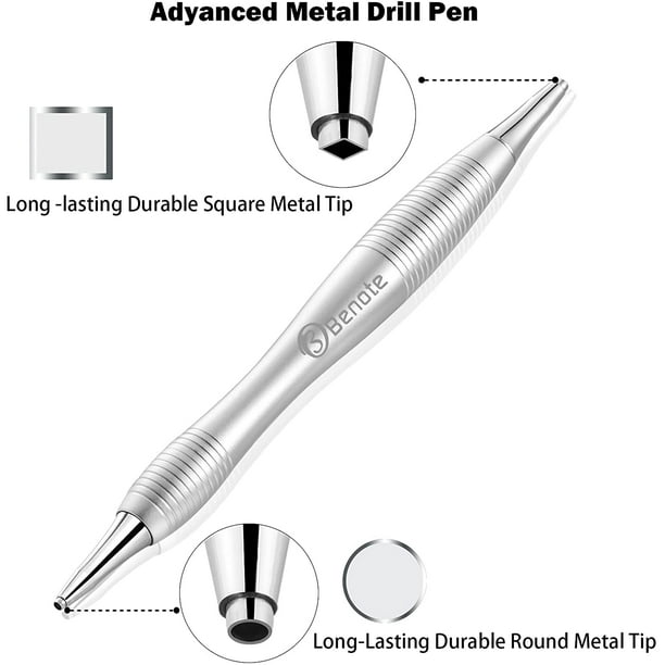 Benote Metal Diamond Painting Pen,Ergonomic Diamond Art Drill Sticky Pen  Tools 5 D Diamond Painting Accessories with Multi Replacement Pen Heads and  Wax for DP Cross Stitch - Silver 