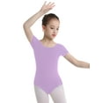 thumbnail image 4 of TSSOE Kids Girls Basic Short Sleeves Cotton Gymnastics Leotard Ballet Dancewear Purple 8, 4 of 8