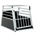 thumbnail image 3 of Aluminum Dog Crate 35" x 25" x 27" Large Pet Transport Box for SUV Trunk Travel, Durable MDF Aluminum Frame Lockable Door Wide Grid Ventilation Easy Clean for Dogs Cats Indoor Home Use Black Silver, 3 of 7