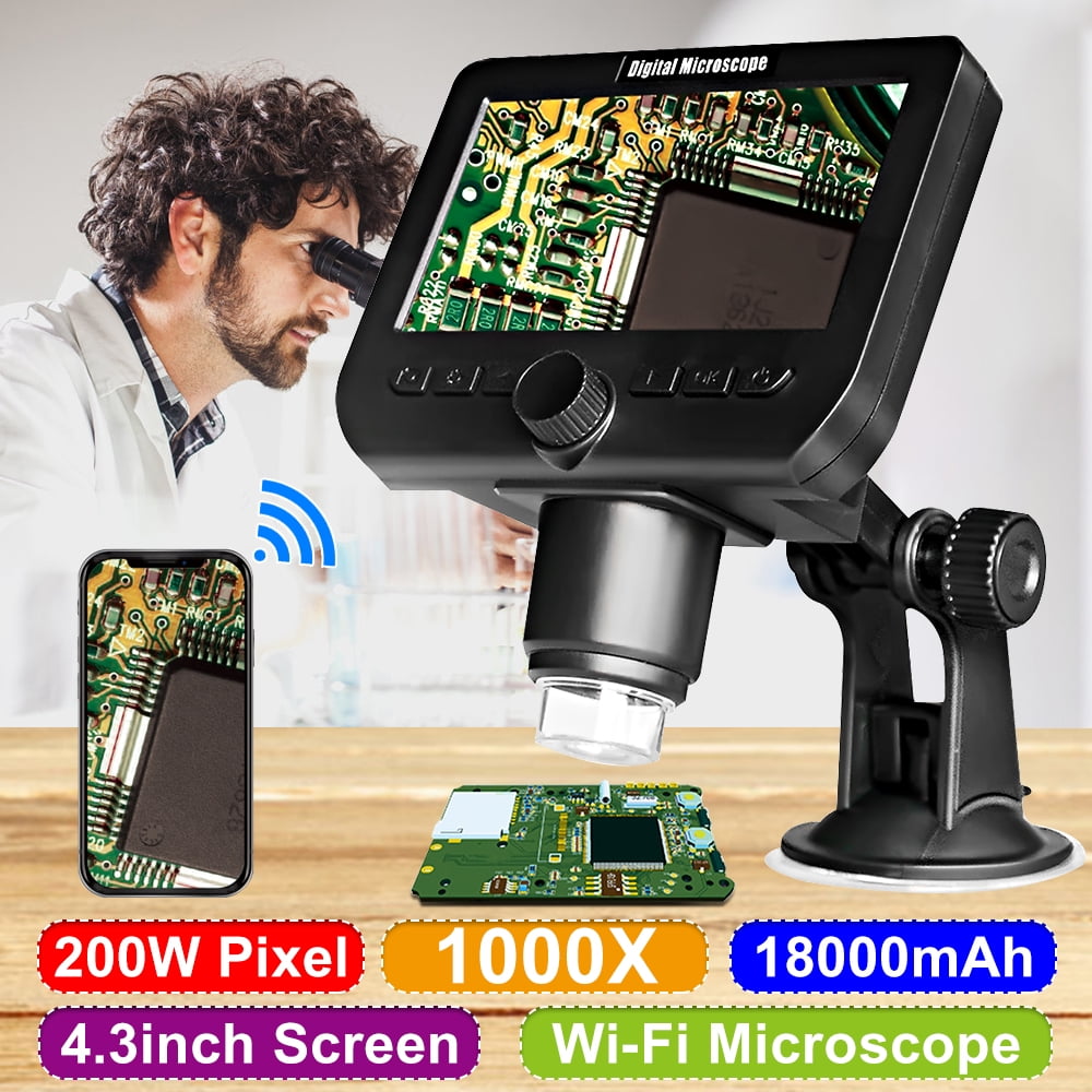 [50X1000X Magnification Zoom] 4.3inch LCD Digital USB Microscope