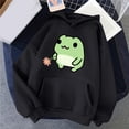 thumbnail image 2 of Oversize Hoodie for Women Fall Cute Cartoon Letter Print Hooded With Pocket Athletic Pullover Sweatshirt Black, 2 of 3