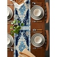 thumbnail image 2 of Bohemian Blue Flower Texture Table Runner-36 Inch Long Abstract Vintage Tribal Table Runners Linen Burlap Tablerunner for Kitchen Dining Room Holiday Party, 2 of 9