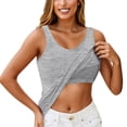 thumbnail image 2 of Built in Bra Tank Tops for Women Summer Casual Scoop Neck Spaghetti Straps Camisole Plus Size Athletic Workout Tops Gray L, 2 of 6