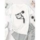 thumbnail image 2 of Camiseta deportiva informal y moderna para mujer, con estampado de gato durmiendo, cuello redondo y manga corta, cómoda para vacaciones de verano., 2 of 6