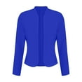 thumbnail image 5 of ClodeEU Women's Work Office Croped Blazer Jacket ,Sleeve Long Collarless, Work Office Cardigan Suit Jacket Blue,Womens Plus XL, 5 of 6