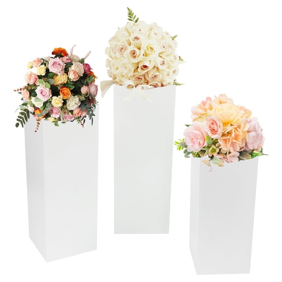 TFCFL 3pcs Square Wedding Centerpieces Metal Flower Display Rack Decorations Table Pillars Pedestal Stands