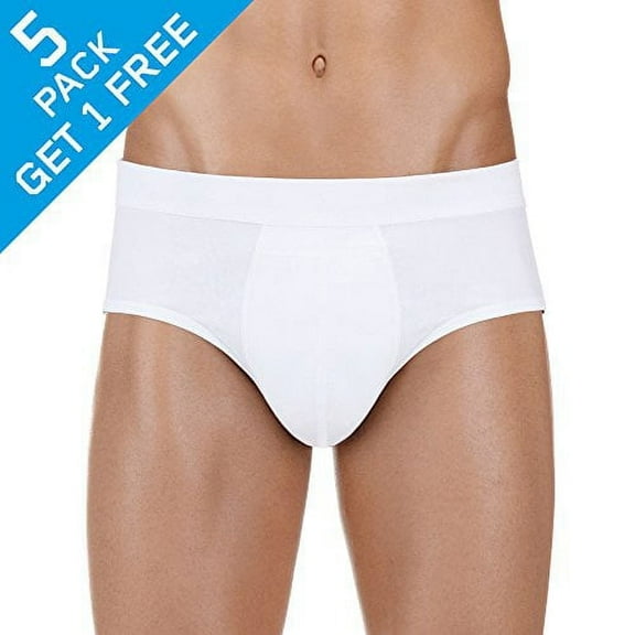 PROTECHDRY - Washable & Reusable Urinary Incontinence Cotton Brief Underwear for Men (approx 3,5" leg), Built In Absorbent Area (non removable), White, X-Large, (5-Pack / Buy 4 Get 1 Free)