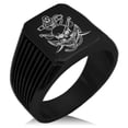 thumbnail image 1 of Stainless Steel Pirate Skull Anchor & Sabers Needle Stripe Pattern Biker Style Polished Ring, 1 of 1