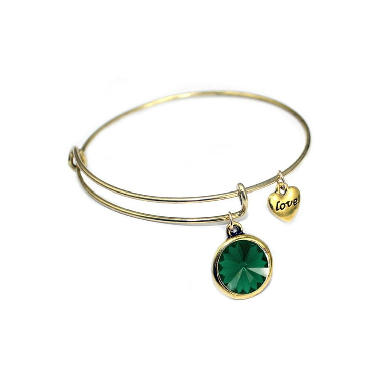 LINEL Gold Expandable Crystal Birthstone Bracelet Gold Heart Love