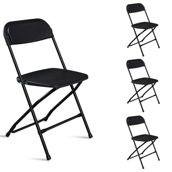 Alvantor 4 Pack Plastic Folding Chairs Black Heavy Duty Indoor Outdoor Portable Stackable Chairs for Party Office Event