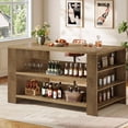 thumbnail image 5 of Finmind  Farmhouse Bar Table,  59-Inch Counter Height Pub Table with Storage Shelves, High Top Bar Unit for Home, Kitchen, Dining Room, Bistro, Rustic Brown, 5 of 9