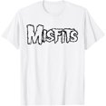 thumbnail image 1 of Misfits – Logo Noir sur T-Shirt Blanc Décontracté Col Rond T-Shirt Mode Été Hauts, 1 of 2