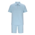 thumbnail image 4 of CHUMUD Mens 2 Piece Summer Outfits Textured Classy Casual Quarter Zip Golf Shirt and Shorts Set Stretch Short Sleeve Suit, 4 of 6