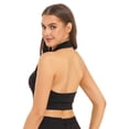 thumbnail image 3 of Miutii Women's Halterneck Waistcoat Cropped Backless Button Down Y2K Tuxedo Vest Black M, 3 of 9