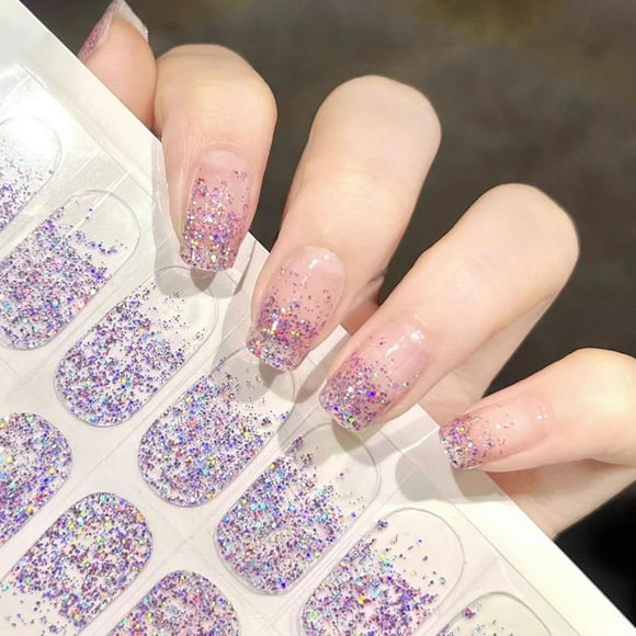 LOVEVER Gel Nail Polish Stickers Self-Adhesive French Gel Nail Strips UV Gel Nail Sticker UV/LED Lamp Required 22PCS Gel Nail Polish Wraps (Glossy )