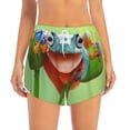 thumbnail image 2 of Rateoe Flying Frog On Branch Printed 2 in 1 Women's Workout Shorts for Athletic Gym Running Shorts with Phone Pockets-Small, 2 of 7