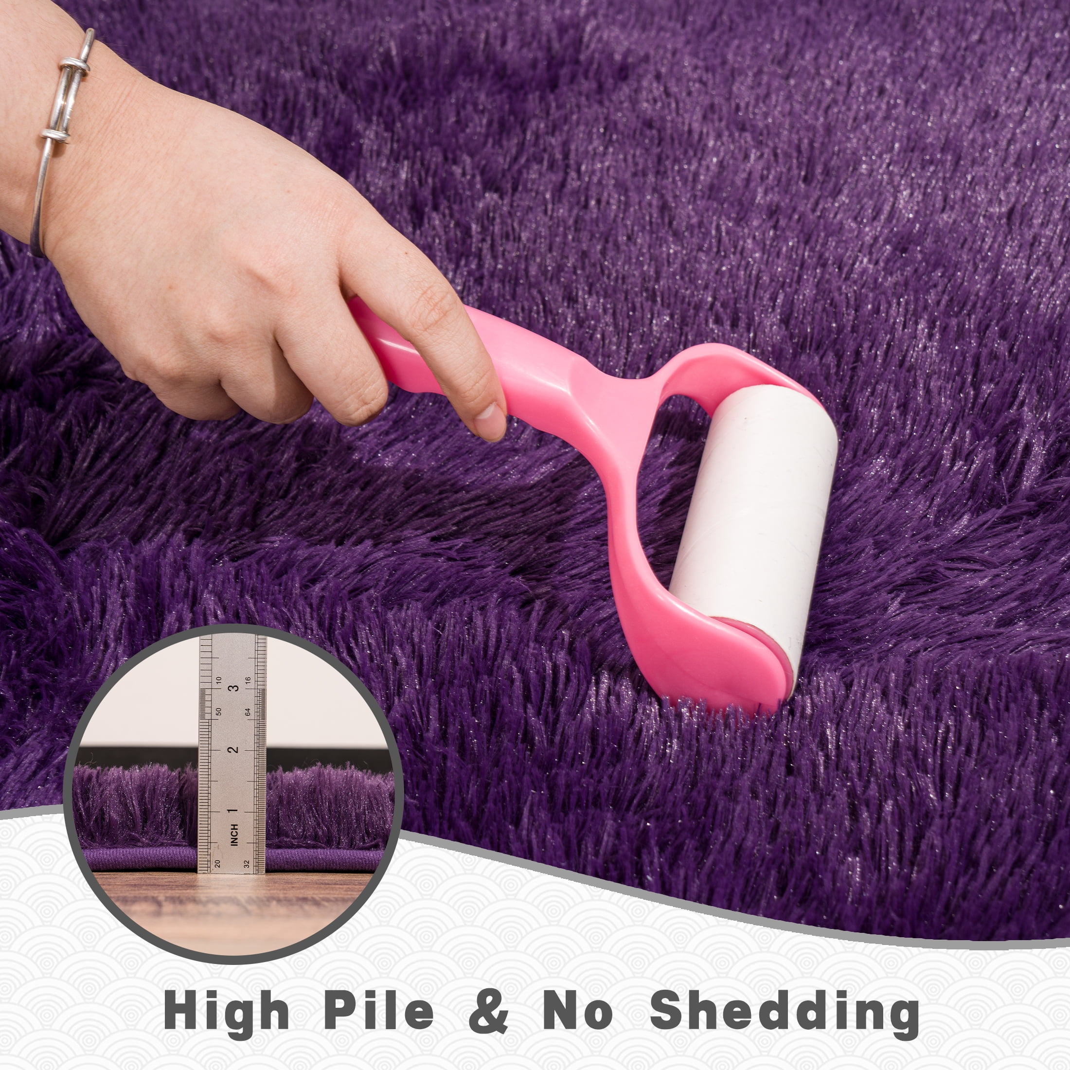Socofuz Soft Fluffy Rugs for Bedroom, Anti-Skid Durable Rectangular Modern Carprt for Nursery Living Room Home Decor, 6x9ft, Grape Purple