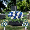 thumbnail image 1 of BKER 1PC Cemetery Flowers For Cemetery Faux Rose Realistic Silk Cemetery Flowers Bouquet With Saddle In Decorative Lasting Cemetery, 1 of 5