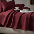 thumbnail image 3 of Bed-Dtime - 100% Fine Cotton Luxurious Basket Weave Blanket for King Beds - Stylish Design for All Season Warmth in Burgundy Red, 3 of 4