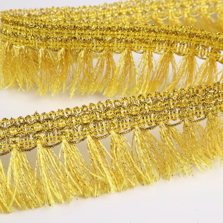 IDONGCAI 12 yards Golden Fringe Trim Tassel Sewing Trim for Christmas Craft Home Decor Supplies