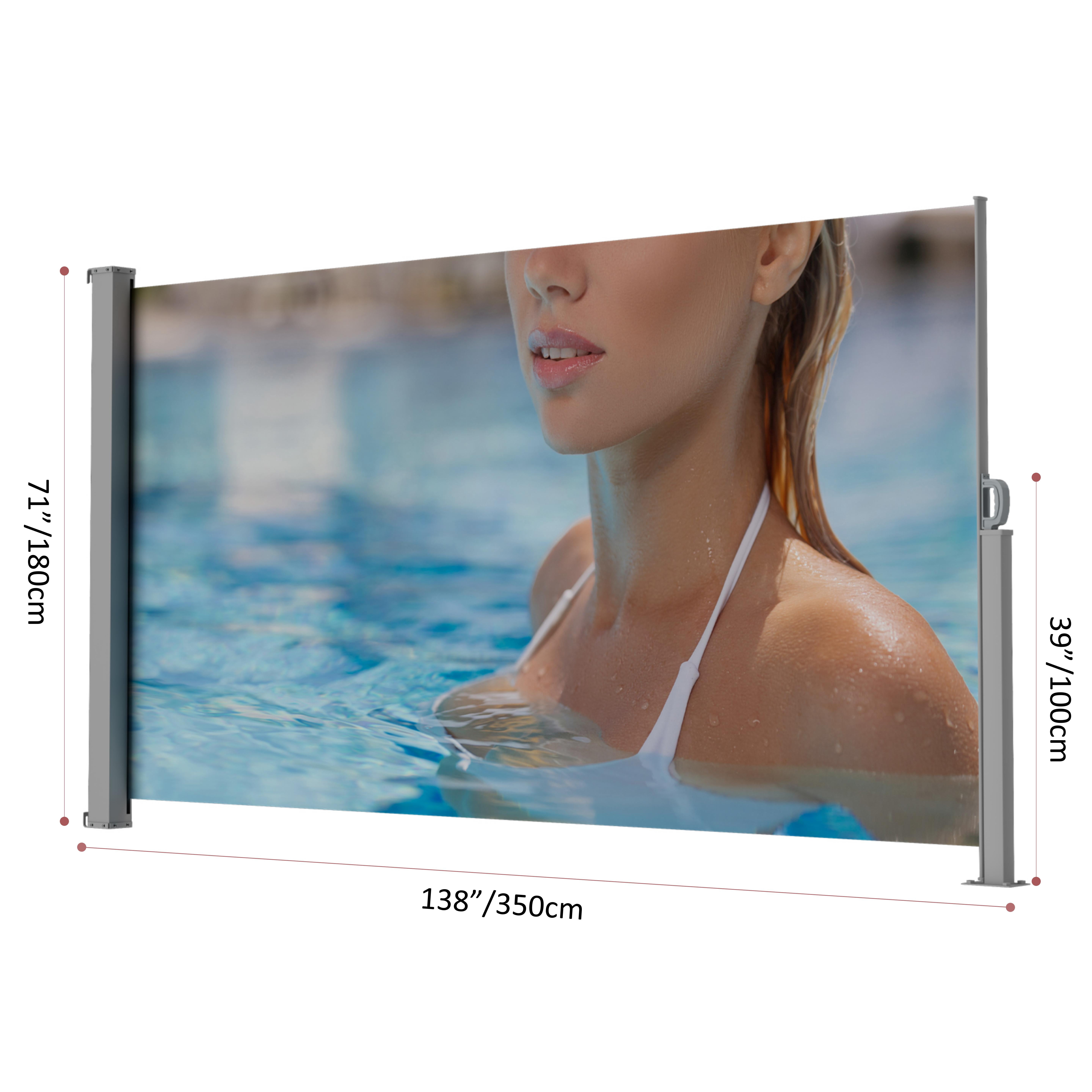 71"x138" Retractable Side Awning, Semi Transparent with UV Printing, UPF50+