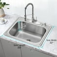 thumbnail image 3 of JASSFERRY 25-inch Kitchen Sink Drop-In Topmount 18-gauge Stainless Steel Single Bowl, 3 of 7
