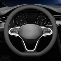 Nappa Leather car Steering Wheel Cover, Stylish Non-Slip Leather car Interior 15 Inches Universal D-Shape Black