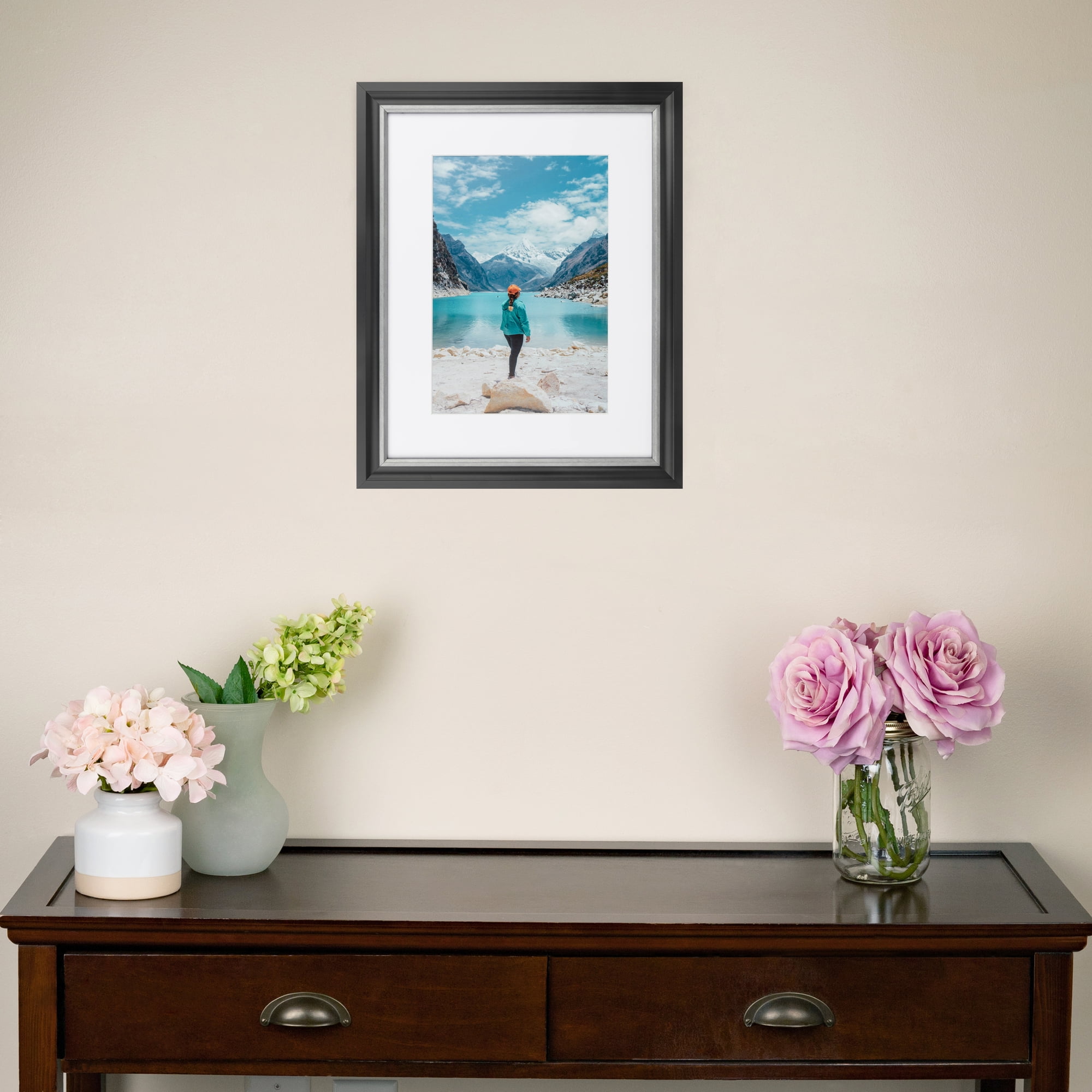 ArtToFrames 16x20 Inch Black Velvet with Silver Picture Frame, This Black MDF Poster Frame is Great for Your Art or Photos, Comes with 060 Plexi Glass (4691)