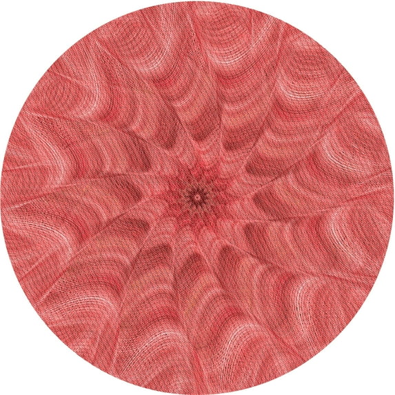 Ahgly Company Machine Washable Indoor Round Transitional Red Area Rugs, 6' Round