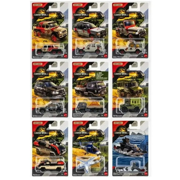 Jurassic World Matchbox Legacy Collection  Vehicles Set of 9 JGL59-956B